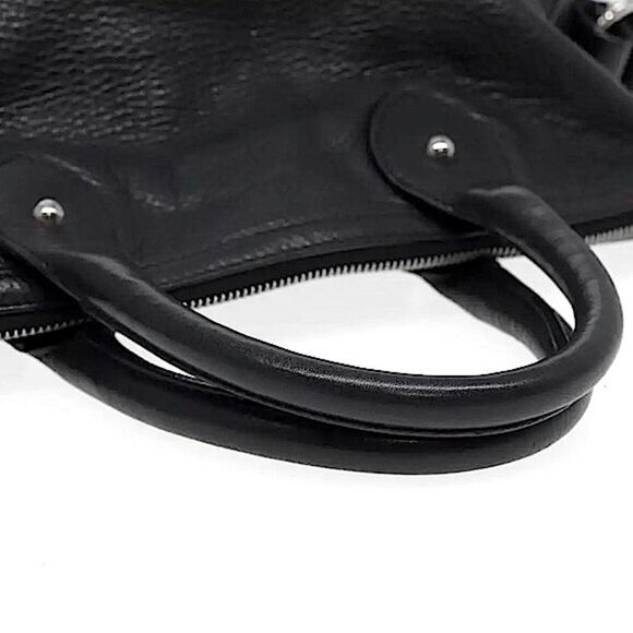 WBALLY Black Leather Trainspotting Work Tote w/ Black Striped Crossbody Strap - Picture 7 of 16